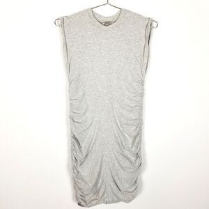 Athleta  Women Athletic Mini Dress ‎ Light Grey Ruched Bodycon Sleeveless Size S